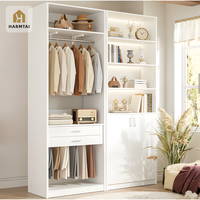Lemari Pakaian Terbuka Modern Ramah Lingkungan HarmTai yang Dapat Disesuaikan dengan Laci dan Gantungan Baju, Kabinet Penyimpanan Kamar Tidur