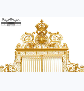 Cancello in Ferro Battuto Dorato Stile Castello Design Reale Europeo - Product Image 1