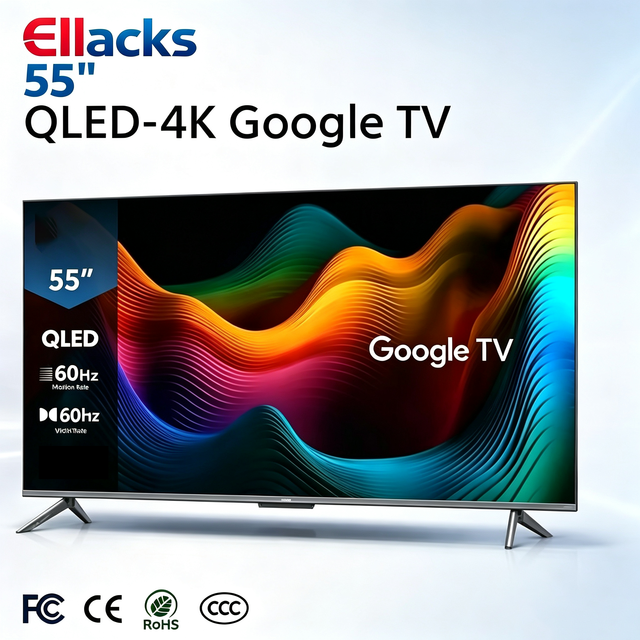 Frameless Pixel Ultra 55 Inch Smart TV 4K UHD Google TV QLED LED BT WIFI Dolby TV Motherboard