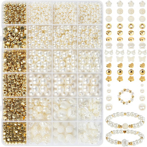 Abs Pearl Diy Jewelry <b>Kit</b> 1168pcs Round Beads Bracelet Necklace Making Accessories Yiwu Origin Spring 2025 - Product Image 1