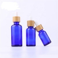 Flacon compte-gouttes en verre naturel de 30 ml, givré vert bleu ambre transparent, pour huiles essentielles, avec couvercle en bambou