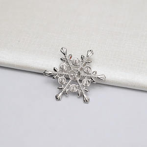 Pendentif en argent S925 pour femme, collier flocon de neige multi-perles, bijoux en perles avec plateau vide à faire soi-même, composants semi-finis à incrustation - Product Image 4