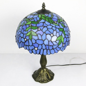 LongHuiJing Classical 12" Blue Wisteria Style Simple LED Eco-Friendly Flexible AC/E26 Stained Glass Dome Table Lamp - Product Image 6