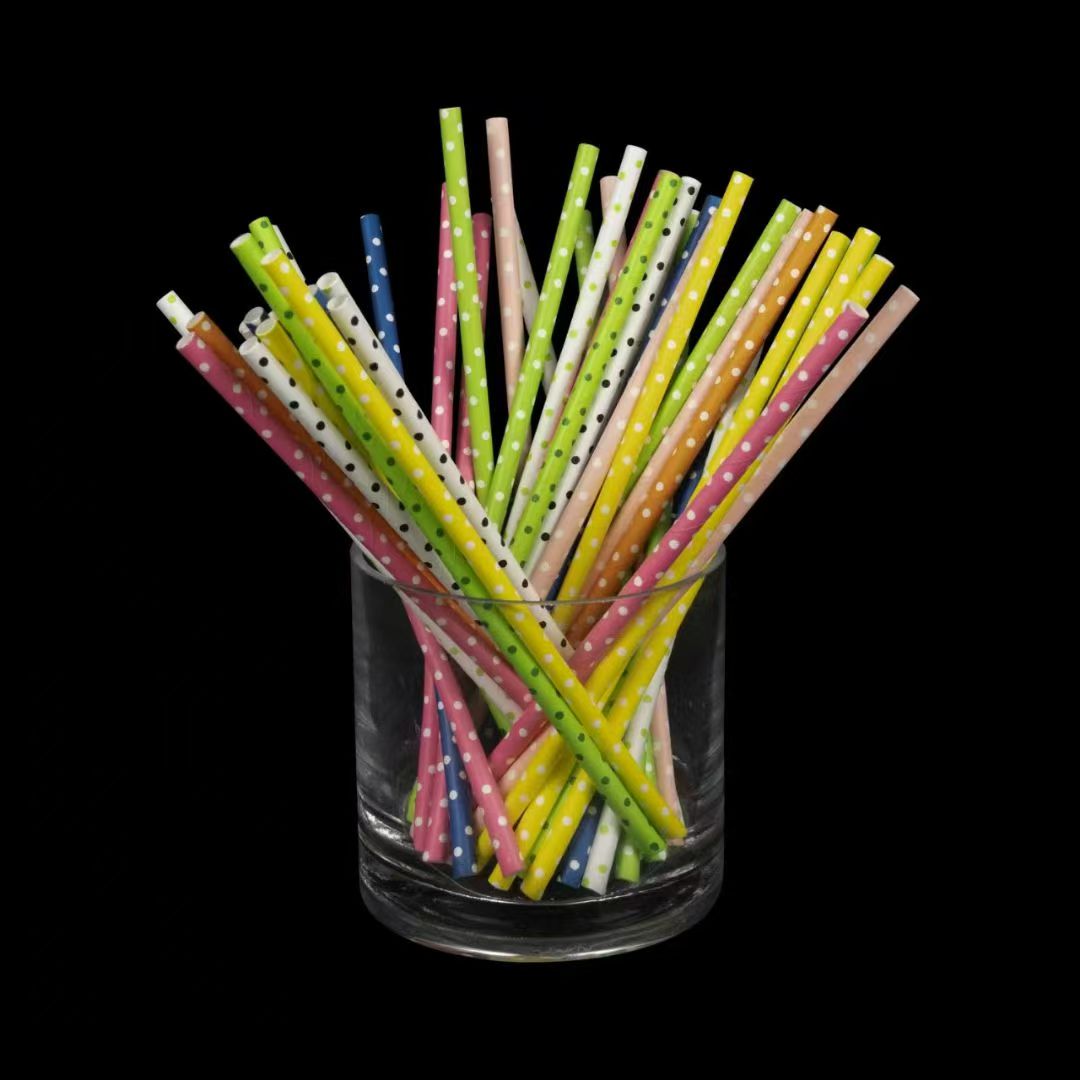 Biodegradable Paper Straws, Colorful Polka Dot Mixed Disposable Straws for Birthday Party, Wedding, Baby Shower, Drink Decor