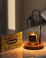 Lampe d'aromathérapie transfrontalière de style médiéval avec bougie à cire fondante, interrupteur à minuterie et variateur, veilleuse sans flamme et lumière d'ambiance