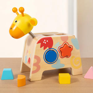 Montessori <span class=keywords><strong>Girafe</strong></span> <span class=keywords><strong>en</strong></span> bois pour enfants Formes géométriques Tri Secouant la tête Jeu Éducatif Cognition Apprentissage Jouets pour enfants - Product Image 5