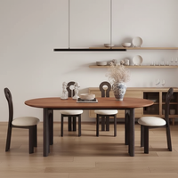 Ensemble de table à manger ovale moderne et luxueux de style nordique - Portable, imperméable, écologique, durable, en bois, pour un usage domestique