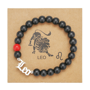 Pulsera de la constelación de Escorpio con cuentas negras y piedra azul, de acero inoxidable, unisex, para regalo. - Product Image 5