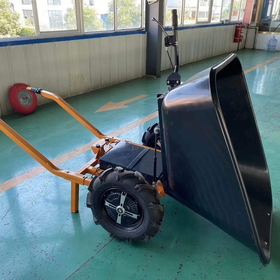 700w प्लास्टिक ट्रे 2 पहियों हैवी ड्यूटी इलेक्ट्रिक wheelbarrow चीन कारखाने से डंप गाड़ी