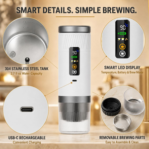 Machine à expresso portable intelligente 3 en 1, fabriquée en usine OEM, compatible avec les capsules italiennes, 3 modes, pour le bureau, les voyages d'affaires - Product Image 4