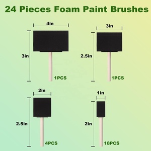 Woxin 4 pièces Pinceaux en mousse noire Manche en bois Éponge 1\" 2\" 3\" 4\" Léger Durable Teintures Vernis Grande surface Bricolage Artisanat - Product Image 2