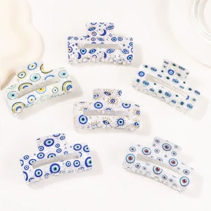 <span class=keywords><strong>Pince</strong></span> à cheveux en plastique œil de diable bleu, style européen et américain, personnalisable pour femmes et filles, 8,5x5 cm, pour mariage - Product Image 1