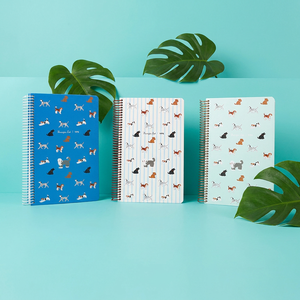 A5s Pet-loving Cute Dog Pattern Spiral Notebook with Colorful Inner Pages Diary Planner Printed for Office or Business Gift