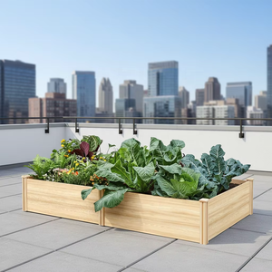 Bac à jardin <span class=keywords><strong>surélevé</strong></span> en <span class=keywords><strong>bois</strong></span> de 8x4 pieds, profondeur de 15 pouces, <span class=keywords><strong>pour</strong></span> légumes, herbes, fleurs, jardinage en plein air, design à base ouverte - Product Image 5