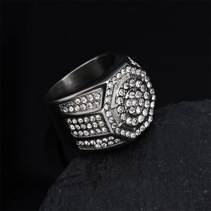 Hip Hop Gold Plated <b>Ring</b> Stainless Steel Full Diamond Geometric <b>Ring</b> - Product Image 3