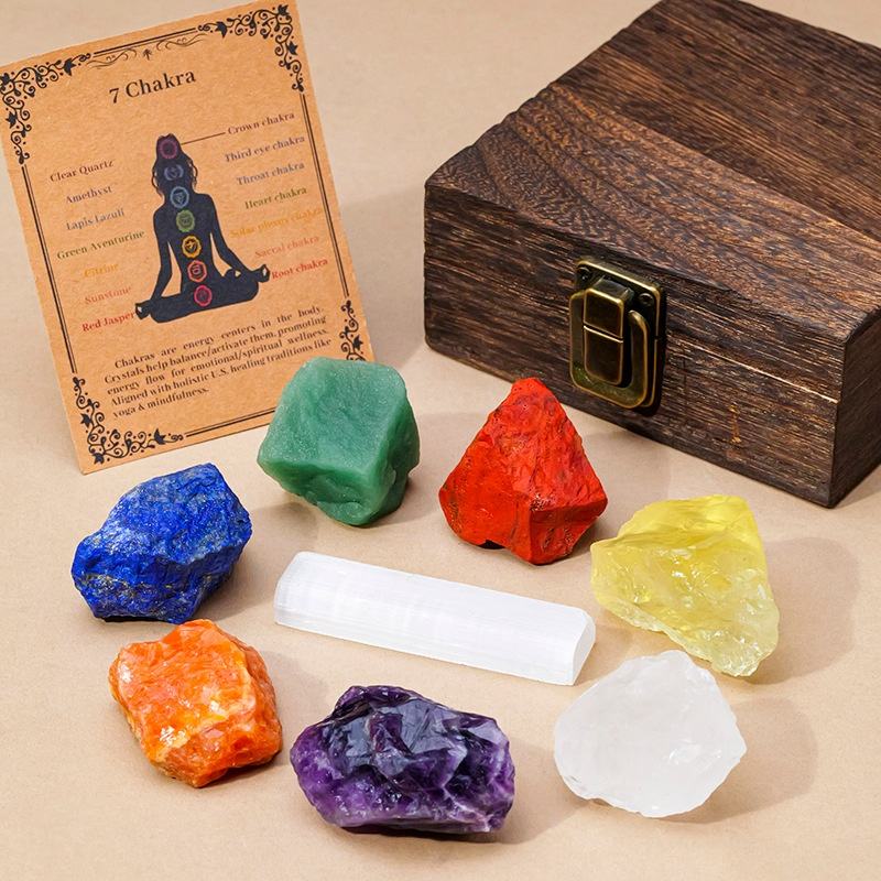 For Natural Seven-Color Crystal Raw Stone Set Yellow Crystal Plaster ...
