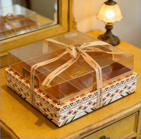 Boîte à gâteau jetable avec couvercle transparent en PET, boîte d'emballage en papier pour pâtisserie, biscuits, cadeaux