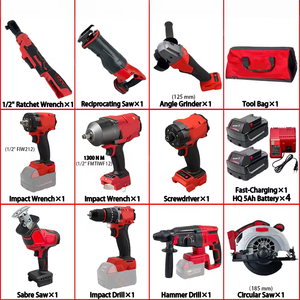 Set di Utensili Elettrici Portatili Milw 18V Senza Fili 15 in 1 con <span class=keywords><strong>Trapano</strong></span>, Smerigliatrice, Sega e <span class=keywords><strong>Avvitatore</strong></span>, <span class=keywords><strong>Batteria</strong></span> 5Ah e Caricabatterie, Motore <span class=keywords><strong>Brushless</strong></span> - Product Image 6