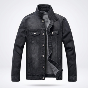 Men's Denim <b>Jacket</b> Folded Collar Casual Cotton <b>Jacket</b> Autumn Regular Fit Single Breasted Button Front - Product Image 3