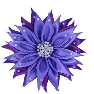 7*7 Inches Statement Accent Layered Petals Corsage Pin Greek DST And ncnw Soror Paraphernalia Pearl Violet Flower Brooch