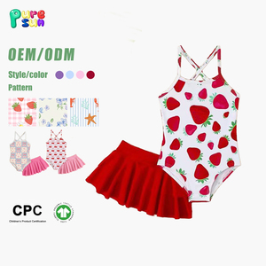 Puresun Zweiteiliger Mädchen Kinder Badeanzug Set Maßgefertigt Spandex/Nylon Bedruckt Atmungsaktiv Schnelltrocknend Sommer Baby Bademode - Product Image 1