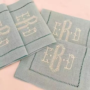 French Washed Linen Embroidered <strong>Napkins</strong> Perforated <strong>Napkins</strong> Custom Sized Logo Wedding Linen Fabric Cloth <strong>Napkin</strong> Made in <strong>China</strong> - Product Image 3