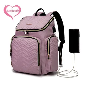 2024 New Fashion Diaper Bag Mommy Backpack Embroidery Design for Mom Mother Knapsack Nursing Nappy with USB Charging Port