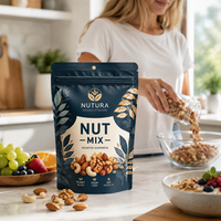 Pochette personnalisée mate refermable avec fermeture éclair pour mélange de noix de fitness, sac à collation de gym avec trou Euro, vente en gros, qualité alimentaire