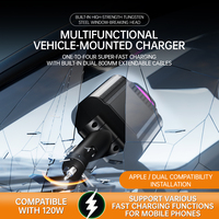 Pengisi Daya Mobil Multifungsi Aromaterapi Pemecah Kaca Kabel Retractable Proteksi Cerdas Pengisi Daya Ponsel Mobil