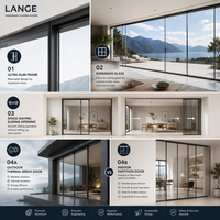 Porte coulissante panoramique sur mesure, cadre noir, mur en verre extérieur, porte empilable à économie d'énergie pour véranda et jardin