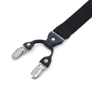 Listo para enviar Negro Color sólido Hombres 6 correas de clip 3,5 cm <span class=keywords><strong>Traje</strong></span> Pantalones <span class=keywords><strong>Tirantes</strong></span> Correa DE <span class=keywords><strong>BODA</strong></span> Hebilla de clip de goma - Product Image 3