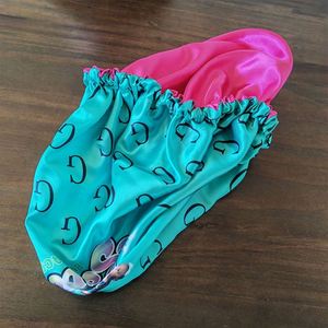 Bonnet de nuit en satin double couche ajustable avec logo personnalisé, bonnet de douche rond double face pour femme, chapeau de nuit en polyester - Product Image 3