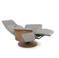 Fauteuil inclinable électrique pivotant en cuir avec base en bois, canapé individuel pour salon, bureau, mobilier de maison
