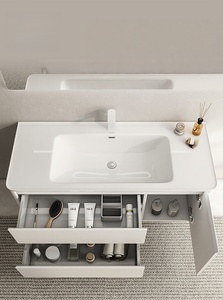 Nouvelle armoire de salle de bain suspendue intelligente blanche avec lavabo intégré en céramique - Product Image 5
