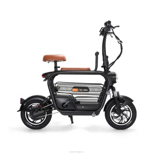 Mini patinete eléctrico con cesta para comestibles/mascotas, bicicleta plegable de 48V, 350W, barata, lista para enviar
