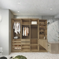 Armoire de chambre moderne WAYMOVE avec coiffeuse et miroir, panneau en bois pliable et extensible, 4 tiroirs pour usage domestique