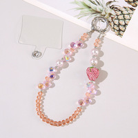 Chaîne de téléphone perlée, lanière anti-perte style bracelet, accessoires de charme pour sac photo et clés, vente en gros, forme cœur, sensation haut de gamme SJL-816