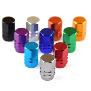 Kleur-Pop Klep Dop Set: 4 Levendige Band Aluminium Zeshoekige Stofhoezen