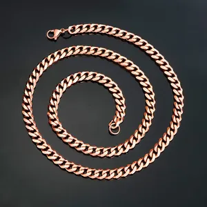 Cadena Cubana de Acero Inoxidable Chapada en Oro Rosa de 3.6mm/5mm/7mm, Collar Clásico Unisex con Eslabones Figaro, de 14 a 30 Pulgadas - Product Image 3