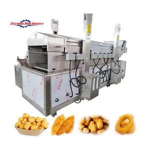 Automatic Conveyor Falafel Fryer Continuous Banana Chips Deep Frying Machine