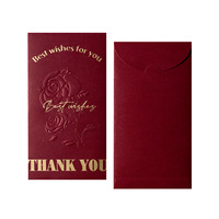Pochette d'enveloppe rouge haut de gamme pour mariage, en papier spécial/artisanal, avec estampage à chaud, motif creux-convexe, résistant à la décoloration, et mots de bonheur