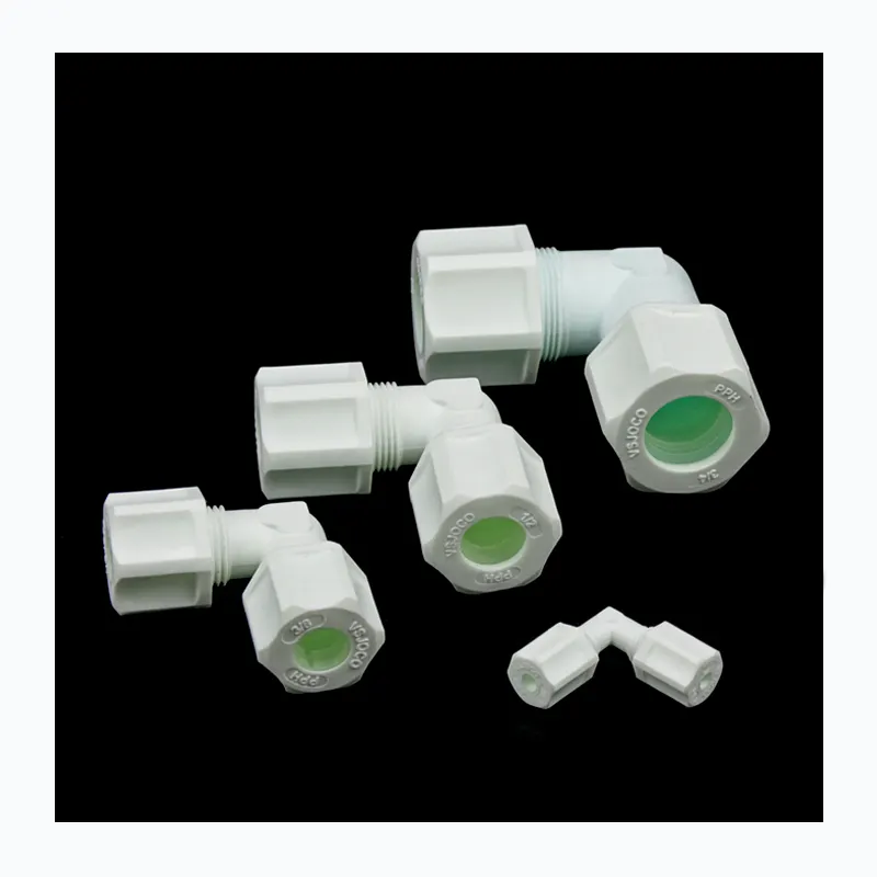 pp Union elbows Hot Sale High Quality PP 90 Degree elbow Transition Swivel Plastic Joint compress fitting