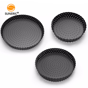 <span class=keywords><strong>Teglia</strong></span> Rotonda per Torte e Pizza con Fondo Removibile, in Acciaio al Carbonio Perforato per Forno - Product Image 3