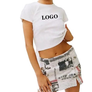 Camiseta Básica <span class=keywords><strong>de</strong></span> Verano para <span class=keywords><strong>Mujer</strong></span>, Estilo Y2K, Corta, Sexy, Ajustada, Lisa, 100% Algodón, Transpirable, <span class=keywords><strong>de</strong></span> Alta Calidad - Product Image 3