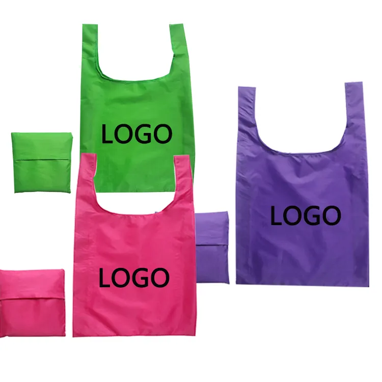 Promotional cheap high quality customized hand made polyester shopping bags with logos