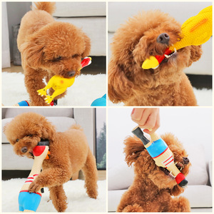 Multipet Lamb Chop Sin relleno Paquete de 5 Cuerda de <span class=keywords><strong>hamburguesa</strong></span> Bola de cuero interactiva Silbato brillante TPR Juguete de perro de pollo de goma - Product Image 5