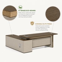 Mueble de Oficina Ejecutivo Moderno con Gabinete Lateral, MDF E1, Moldeado al Vacío, Acabado en Madera de Nogal, Escritorio Gerencial con Cerradura de Código