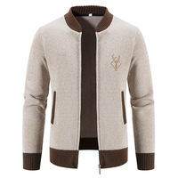 Cardigan Homme Personnalisé Cachemire 2026 à Fermeture Éclair Doublure Polaire Coton Tricoté Coupe Ajustée Veste Pull de Noël
