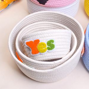 <span class=keywords><strong>Panier</strong></span> de rangement en corde de coton tissé de grande capacité avec poignée <span class=keywords><strong>panier</strong></span> de couette pour sous-vêtements seau de rangement ménager - Product Image 5