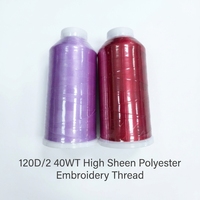 Fil à broder 100 % polyester en gros, 120D/2, poids 100g, fil haute résistance pour broderie industrielle informatisée
